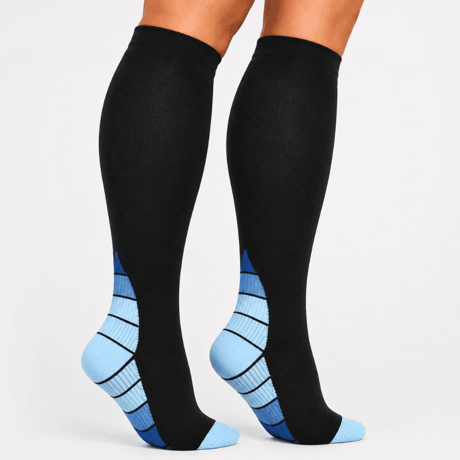 DSA19 Der sportliche Alleskönner "schwarz-blau" DSA19X Kompressionsstrumpf – Bild 1