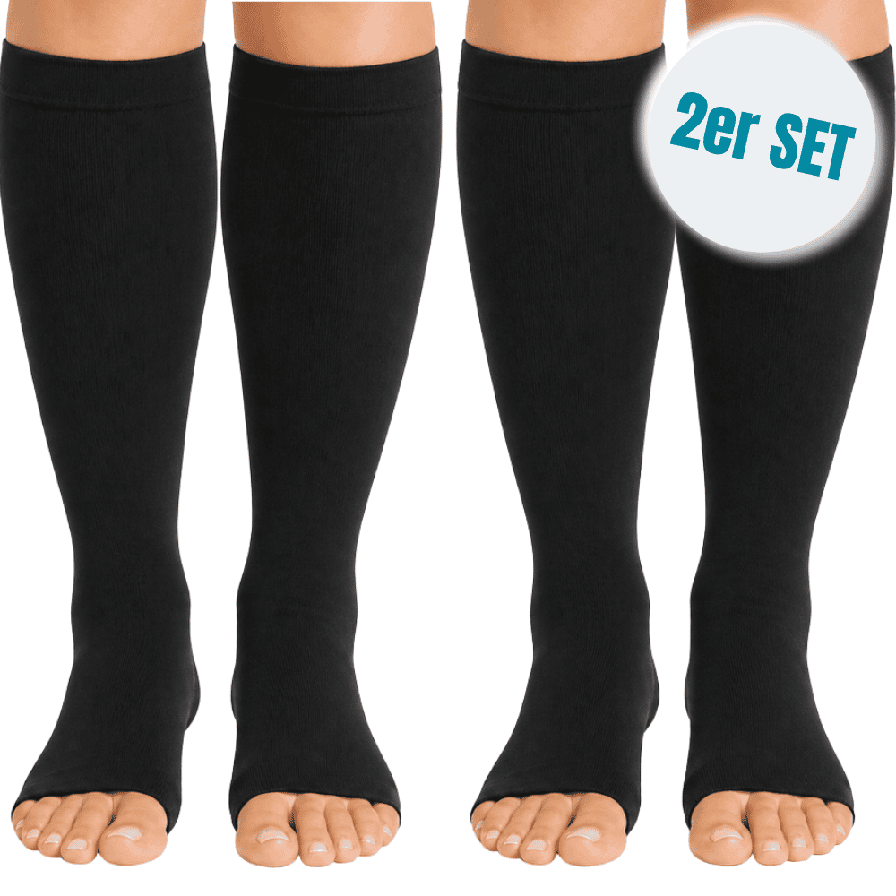 2er SET_schwarz Der offene "SET2 schwarz" 2x DO1X Kompressionsstrumpf – Bild 1